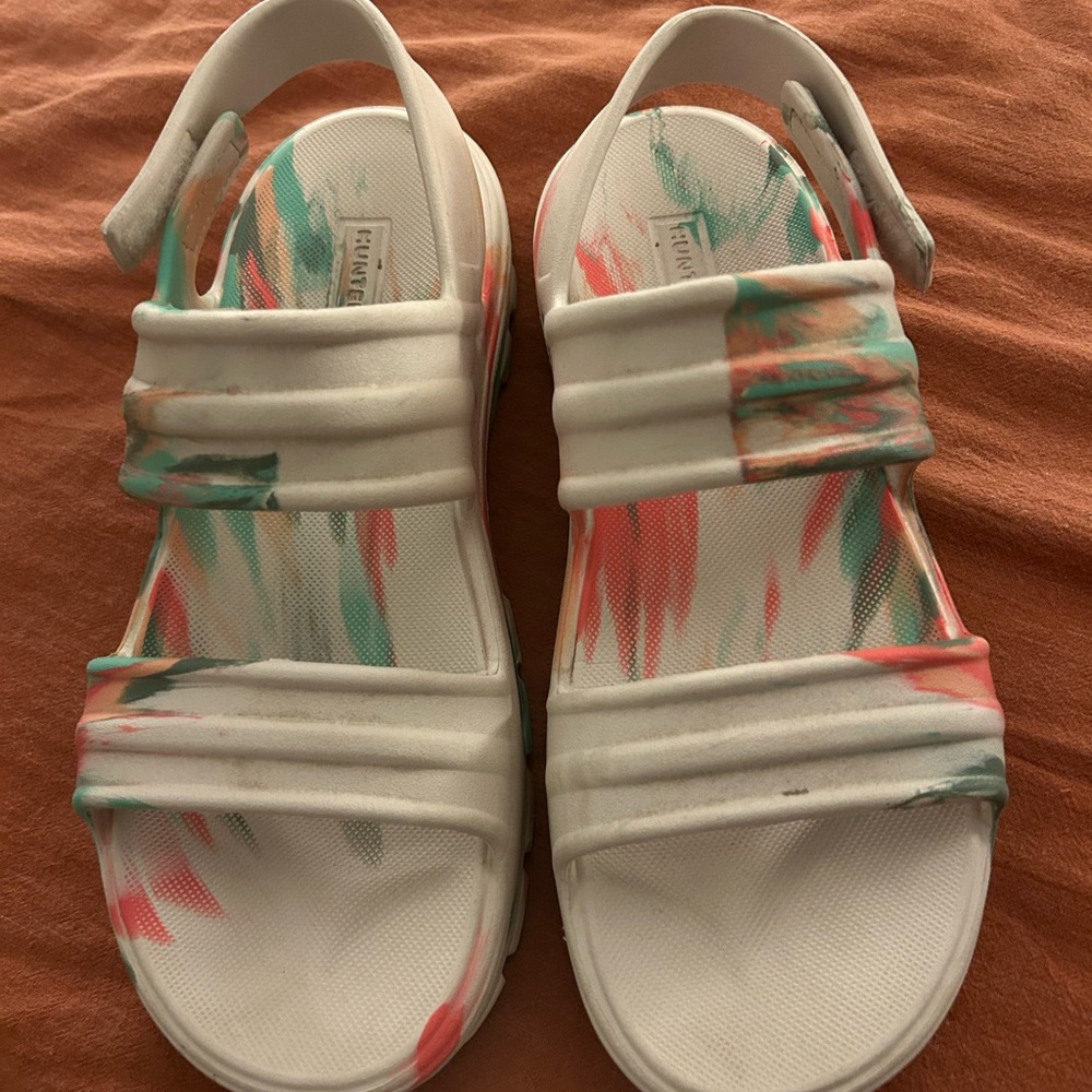 Hunter Women’s Bloom Marbled Sandals - Size UK 8 which is a US 10.